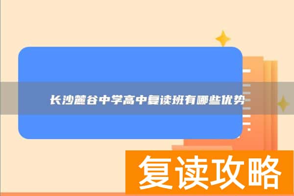 长沙麓谷中学高中复读班有哪些优势